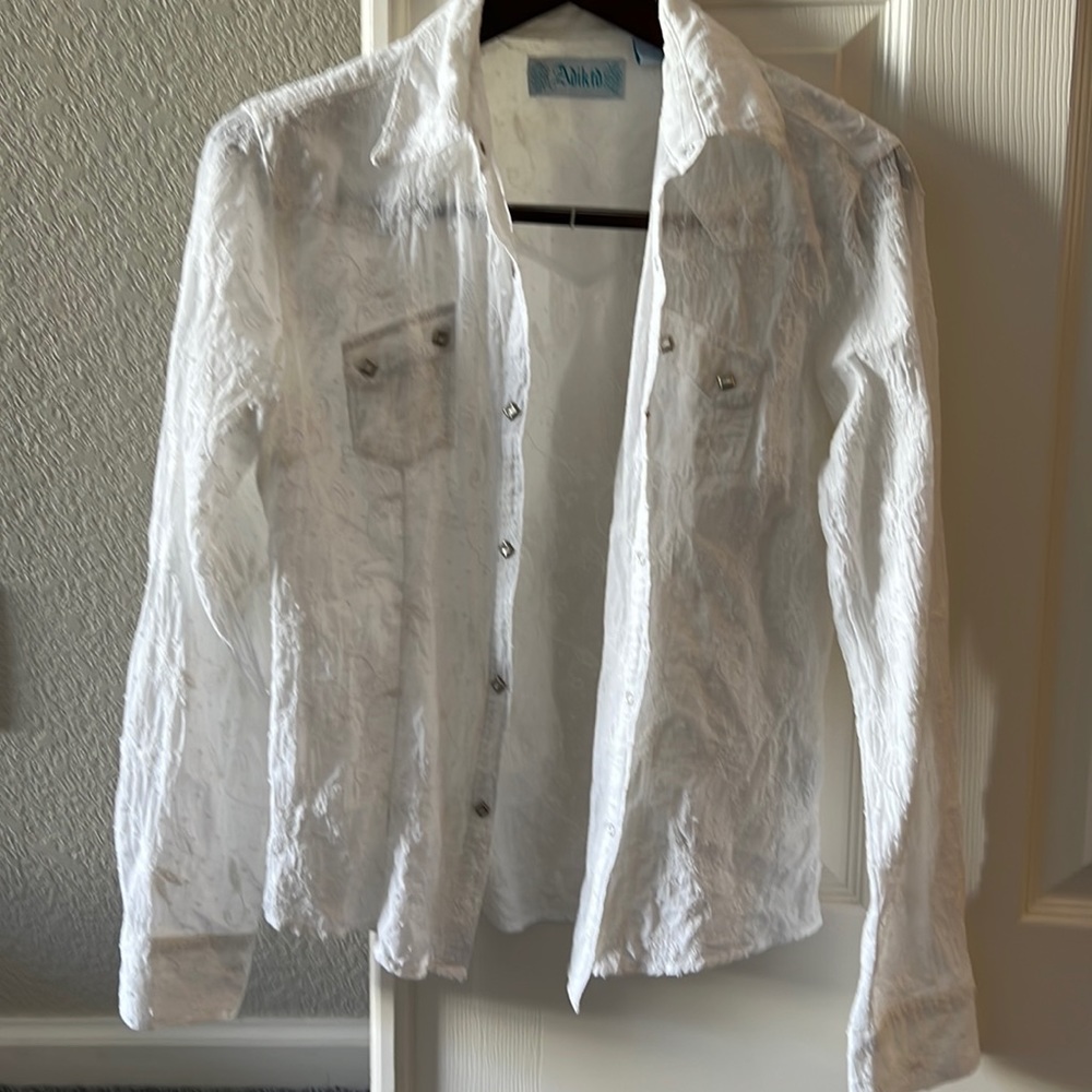 Adiktd long sleeve blouse/button up with embroidery detail